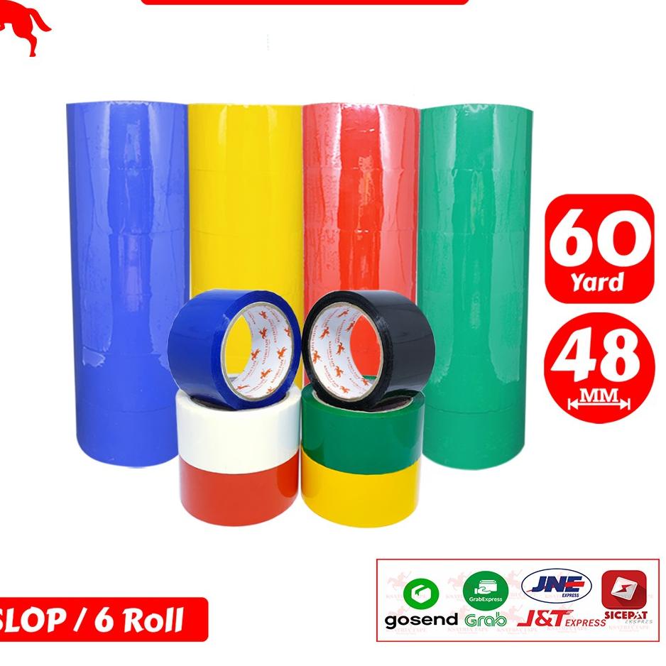

✨SALE✨ Lakban OPP Tape / Lakban Warna KSATRIA Tape 60 Yard (1 Slop) paling murah