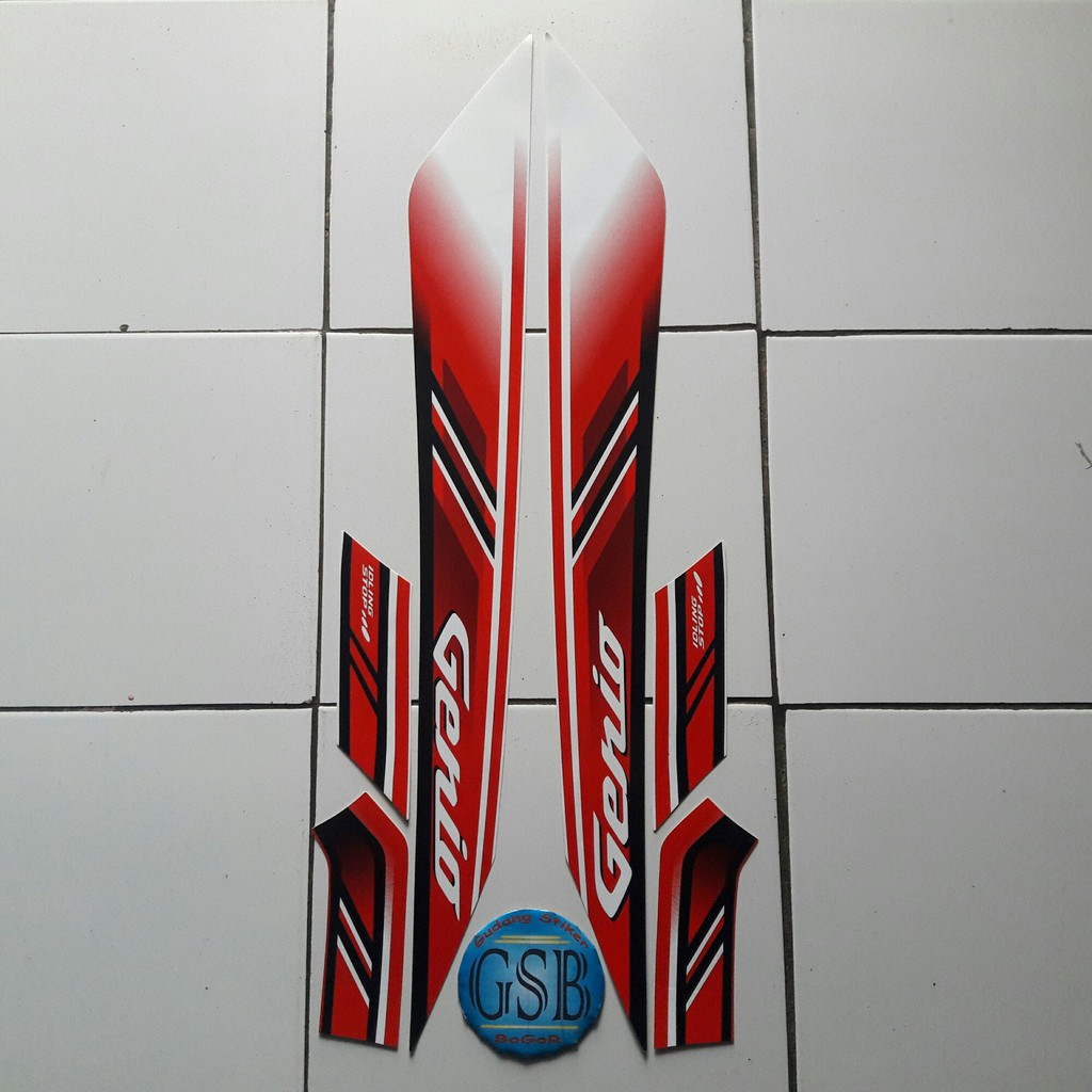 Stiker Motor Honda genio 110 iss 2019 putih-merah
