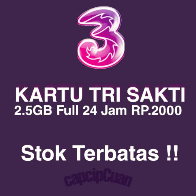 Tri Sakti 2.5GB 2000 rupiah PAKET LANGKA