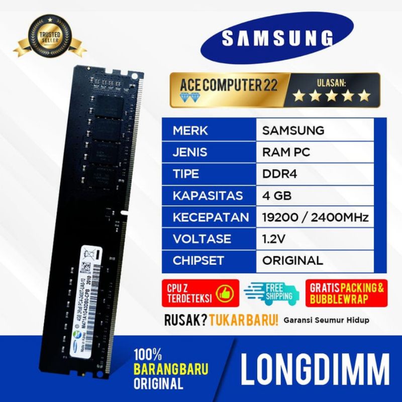 SAMSUNG LONGDIMM DDR4 4GB PC 19200