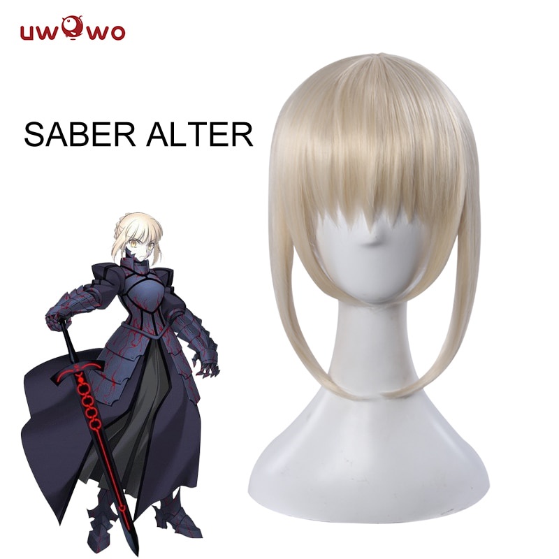 PREORDER UWOWO Anime Fate Stay Night Saber Alter/Arturia Pendragon Alter Cosplay Wig 35cm Gold Hair 