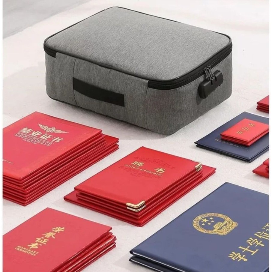 Tas Dokumen Anti Air Password Travel Bag Penyimpanan Dokumen File Penting Surat Akta Ijazah Sertipikat Legalistas F4 Besar / Document Storage Box Kunci Password PREMIUM QUALITY