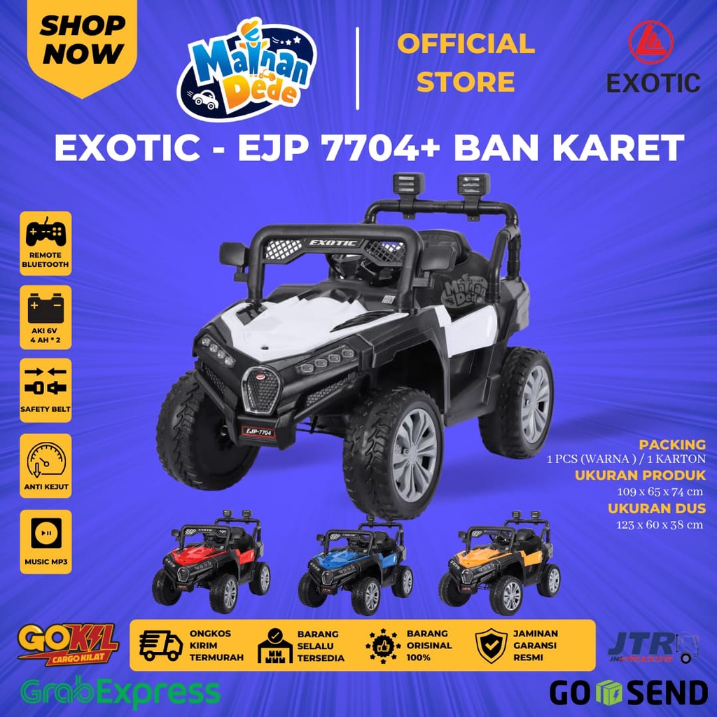 Mainan Mobil Aki Anak jeep Exotic EJP 7704 / EJP 7704+ BAN KARET-5