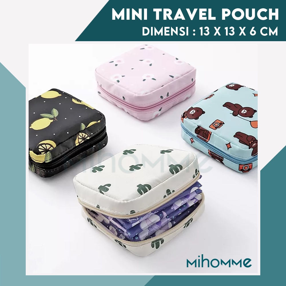 Mini Travel Cosmetic Pouch Cable Storage Organizer Tempat Make Up Motif