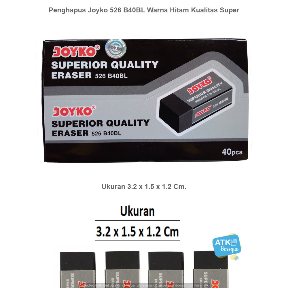 

Penghapus Joyko Eraser 526 B40BL Black Stip Warna Hitam