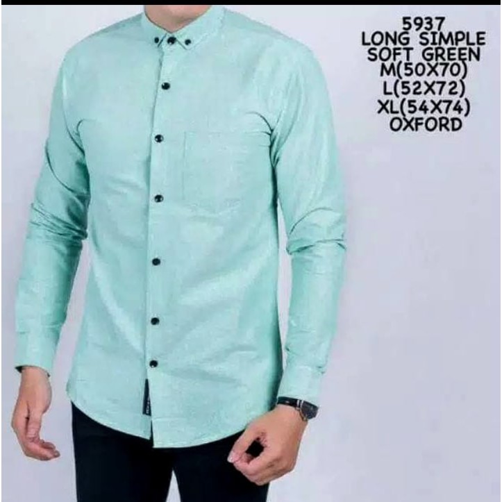 Kemeja Pria Lengan Panjang Cowok Motif Polos Formal Slim Fit Kemeja Kasual Hem Pria Lengan Panjang