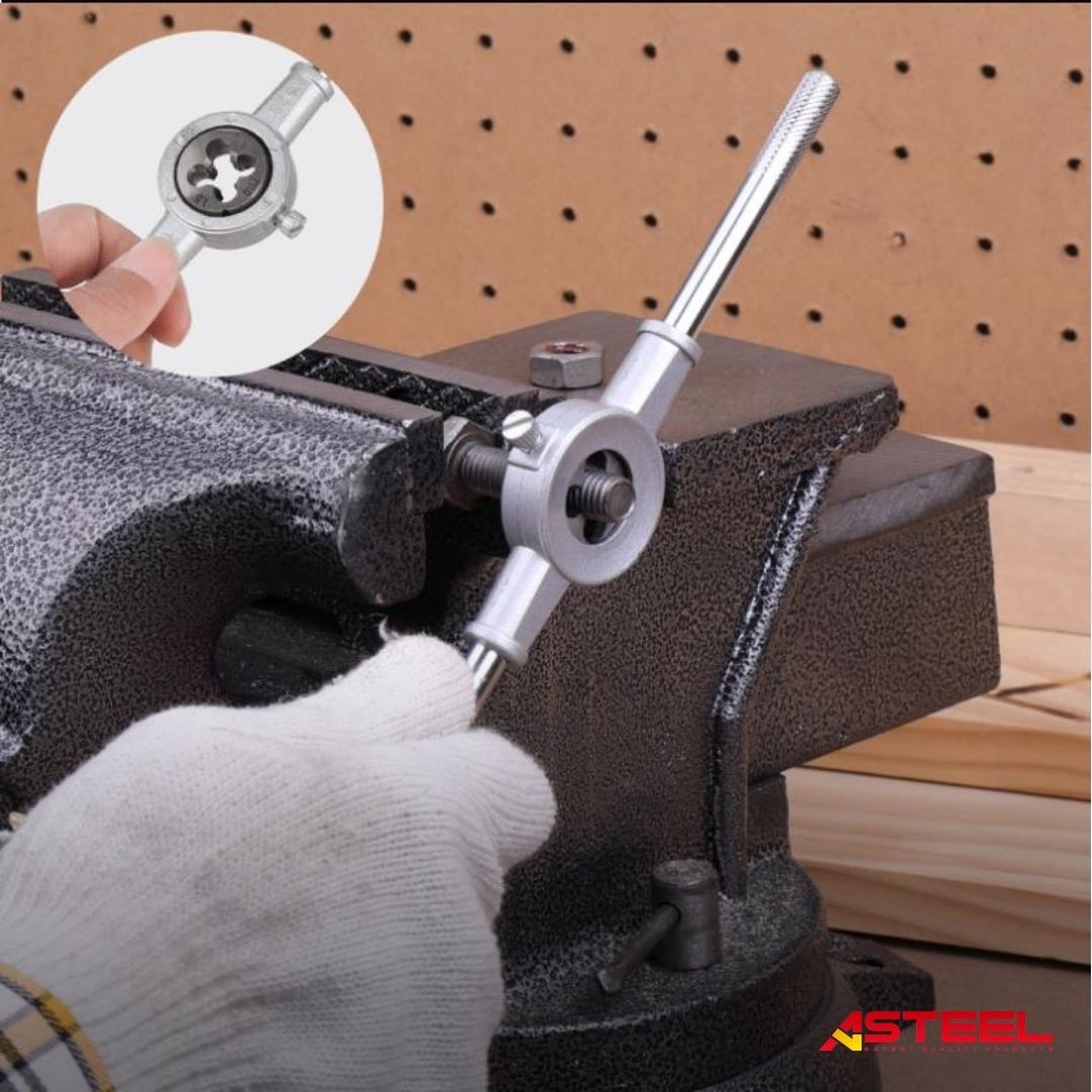 ASTEEL Set Die Alat Metrik  Alat Pembuat Drat Metric Hand Die Set M5 - M12 Adjustable 6 PCS - Alat Die Set Senai