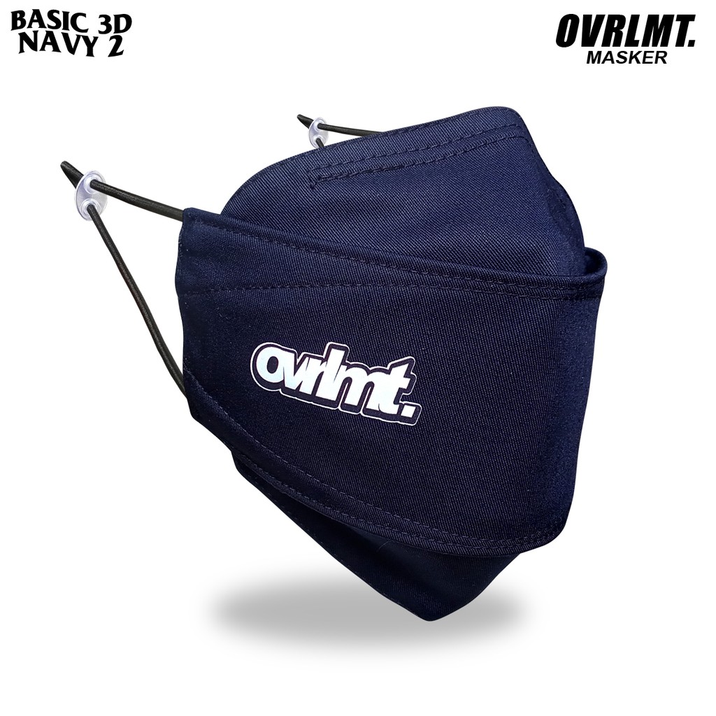 Masker OVERLIMIT BASIC 3D Navy bahan drill Pria Wanita Premium Dewasa 3 ply kain 3 lapis Motif Distro Model Adjustable Strap Mask Bahan