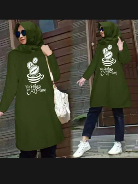 COD TUNIK FASHION MUSLIM COFFEE TIME ATASAN MUSLIM WANITA