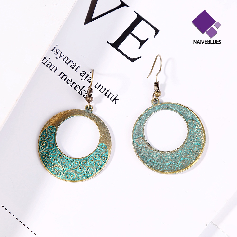 Anting Kait Gantung Desain Geometri Gaya Retro Bohemian Etnik Untuk Wanita