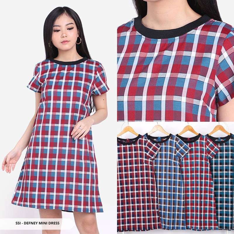 DEFNEY PLAID SIMPLE MINI DRESS by SORABEL