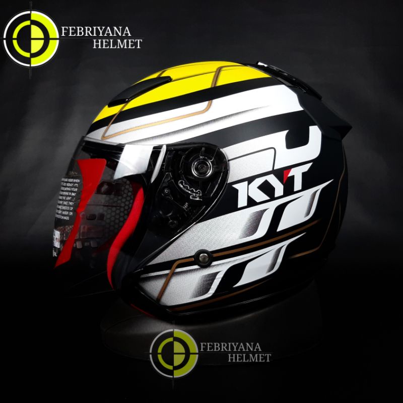 HELM KYT DJ MARU SERI 13 BLACK MATT YELLOW GOLD | HALF FACE KYT DJMARU