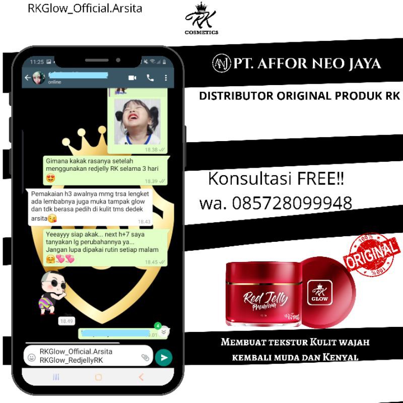 (✔️ COD) RK RED JELLY PREMIUM RKGLOW KOSMETIK VIRAL FLEK JERAWAT AGEN RESMI ANJ SERUM BER ID CARD