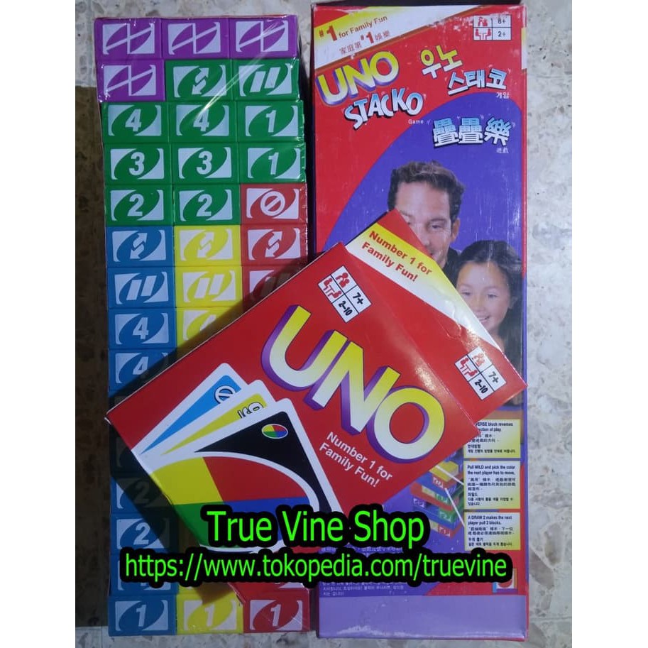 TERBARU/   UNO Stacko (UNO Balok) + Kartu UNO Card (Paket Lengkap & Murah)