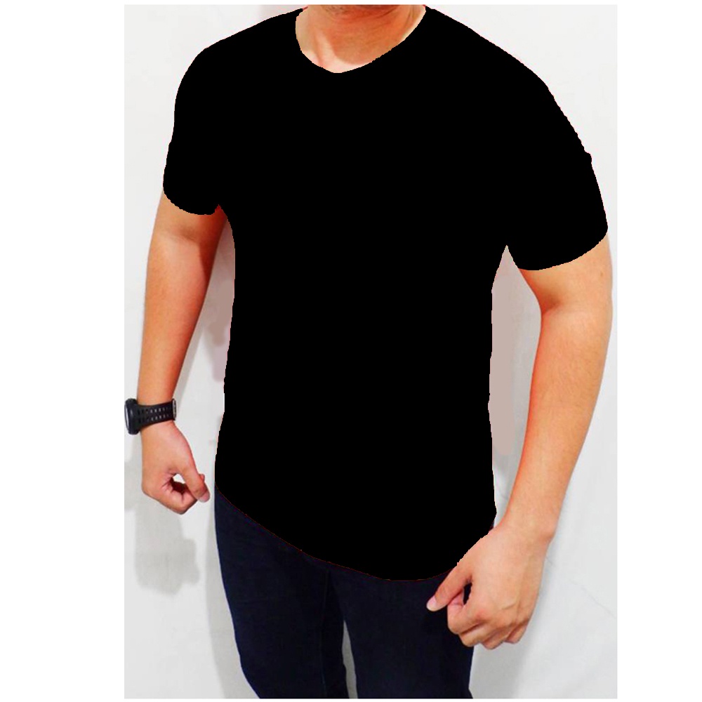 Baju fitnes gym pria polos hitam Kaos Olahraga Pria