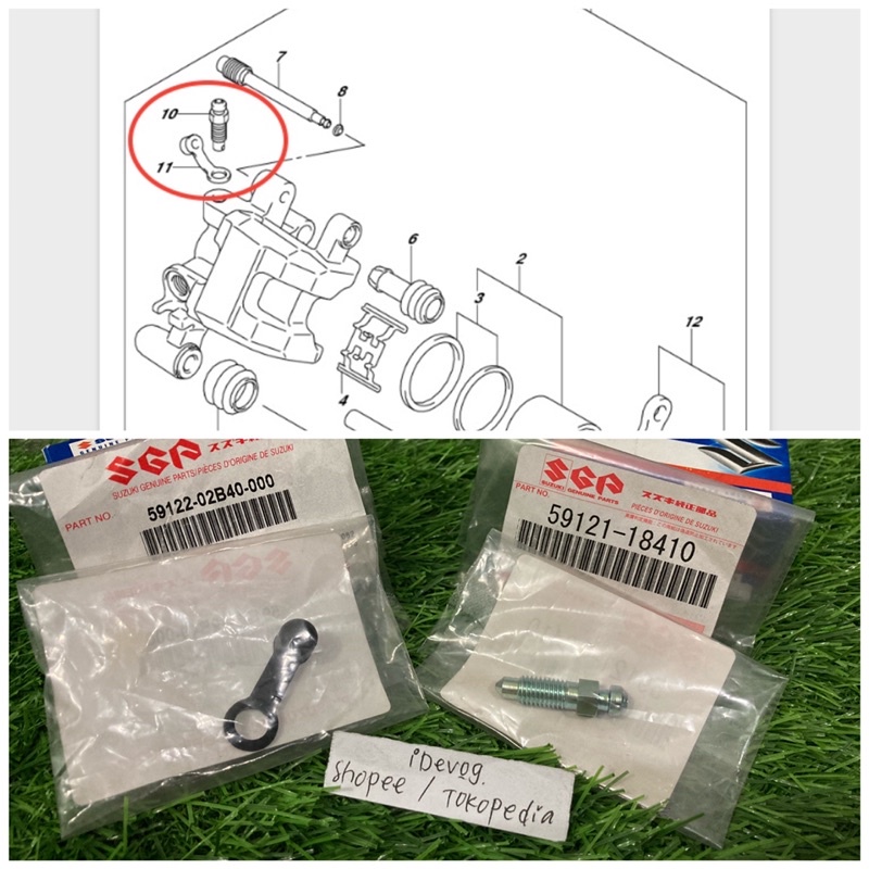 Baut Nepel Setelan Buang Angin Kaliper Belakang Belakang Screw Bleeder & Cap Bleeder Rear Caliper Ra