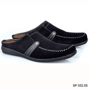 Sandal Sepatu Pria Bahan Kulit suede hitam - Sandal Bustong Pria Casual formal - sepatu sandal big size ukuran besar jumbo