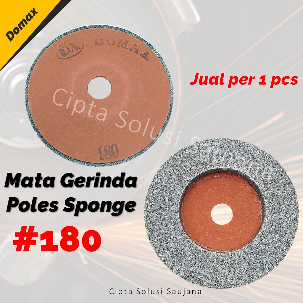 AMPLAS POLES GOSOK SPON SPONGE DOMAX GRIT 180 SPONGI MATA GERINDA BUSA KACA KERAMIK GRANIT MARMER