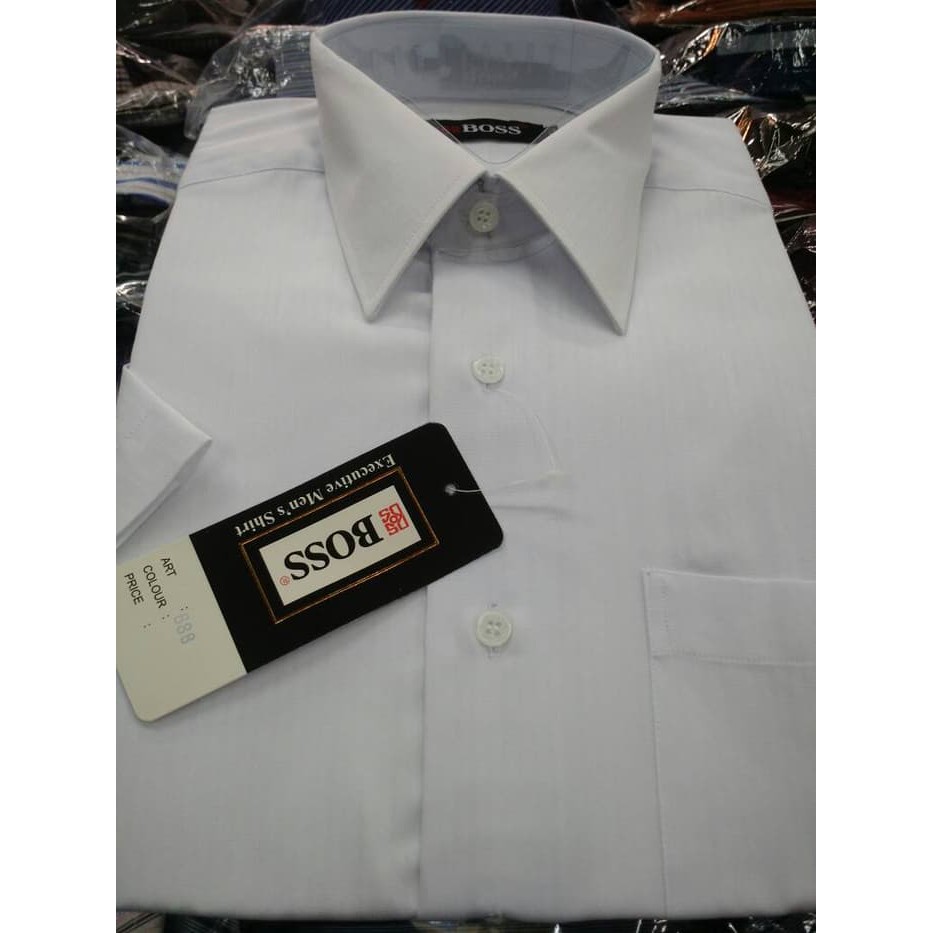 kemeja BOSS DOBY putih pendek reg fit