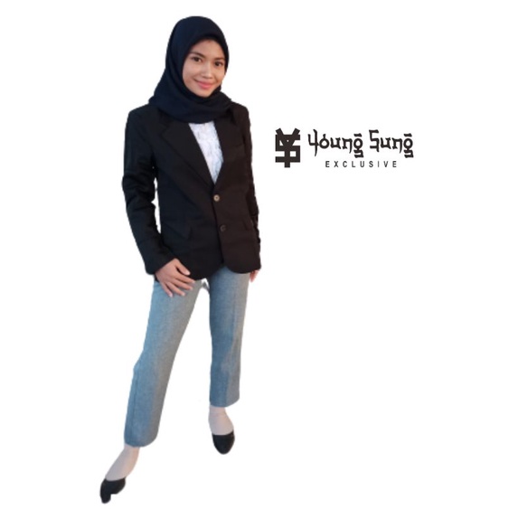 Jas Formal Wanita Size S M L XL XXL Hitam LD 100 LD 106 Blazer Erika Formal Cewek Blazer Kerja Hitam