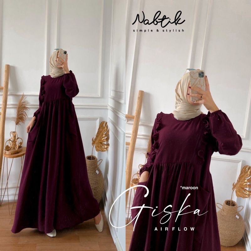 𝐏𝐆𝐌𝐓 •  GISKA DRESS CRINKLE AIRFLOW GAMIS WANITA