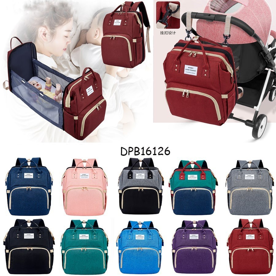 Diaper BAG + Bed Bayi anelo tas diaper bag tas bayi tas living Tas Kasur Bayi Diaper Bag Multifungsi