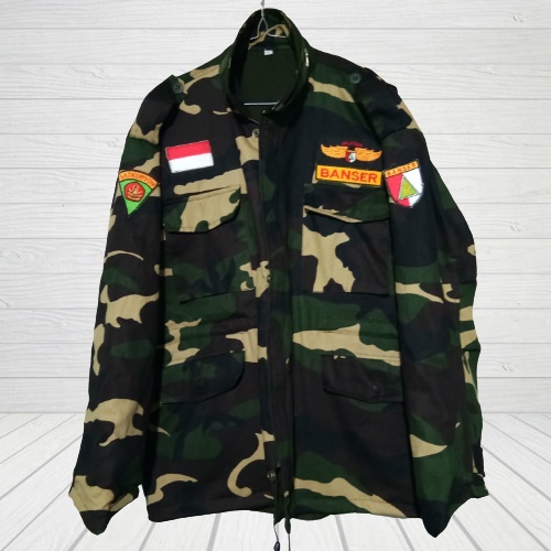 SIZE S-L5 Bonus Nama Jaket Banser Eksklusif US/NATO Twill Katun Semi Parka Bolak Balik