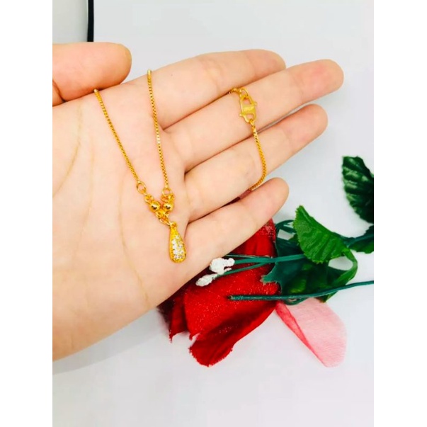 kalung koye anak liontin tetes air perhiasan titanium gold