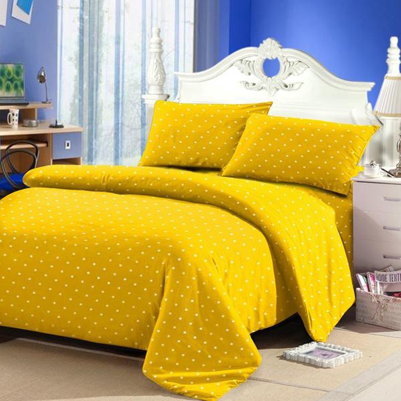 Vhepra Sprei Katun Motif Polkadot Kuning