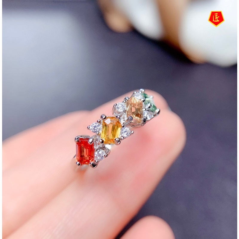 [Ready Stock]Simple Elegant Natural Colorful Tourmaline Open Ring