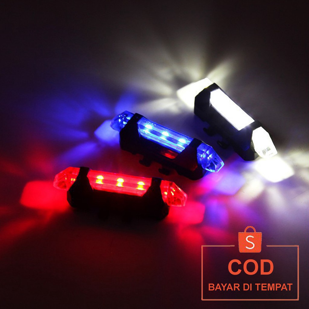 ✅COD Lampu Led Cas Variasi 4 Mode Aksesoris Sepeda Lipat Gunung Anak Dewasa Tumblr Hias Emergency Lamp Strip Depan Belakang Original Murah