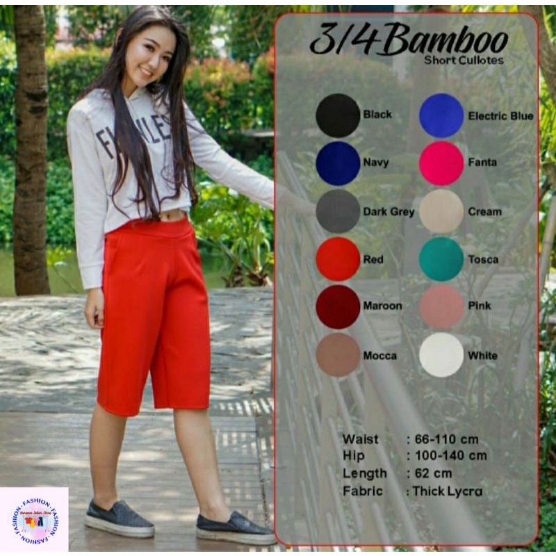 Celana Pendek 3/4 Kulot Wanita Scuba Standard Premium