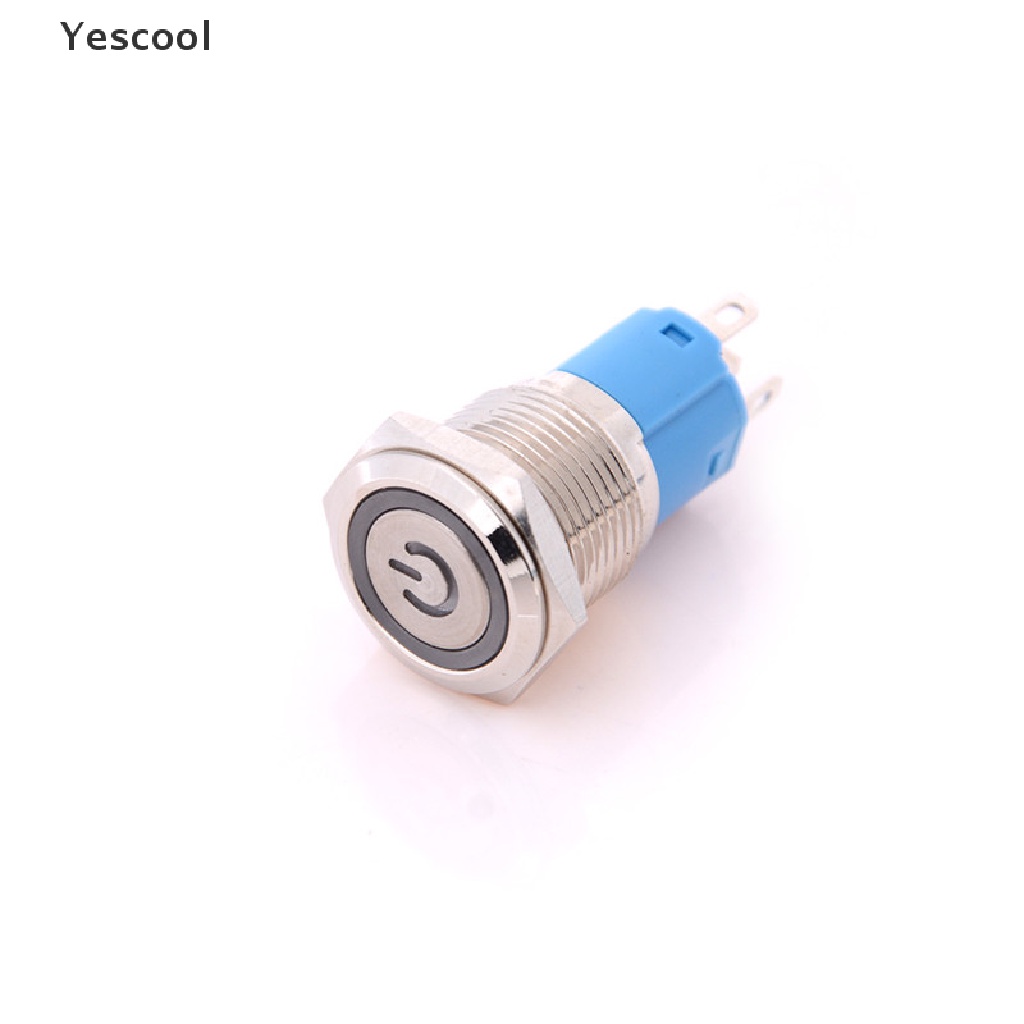 Yescool Saklar Tombol Tekan On-off Mobil 12v 16mm Bahan Logam Dengan Lampu LED Power Switch