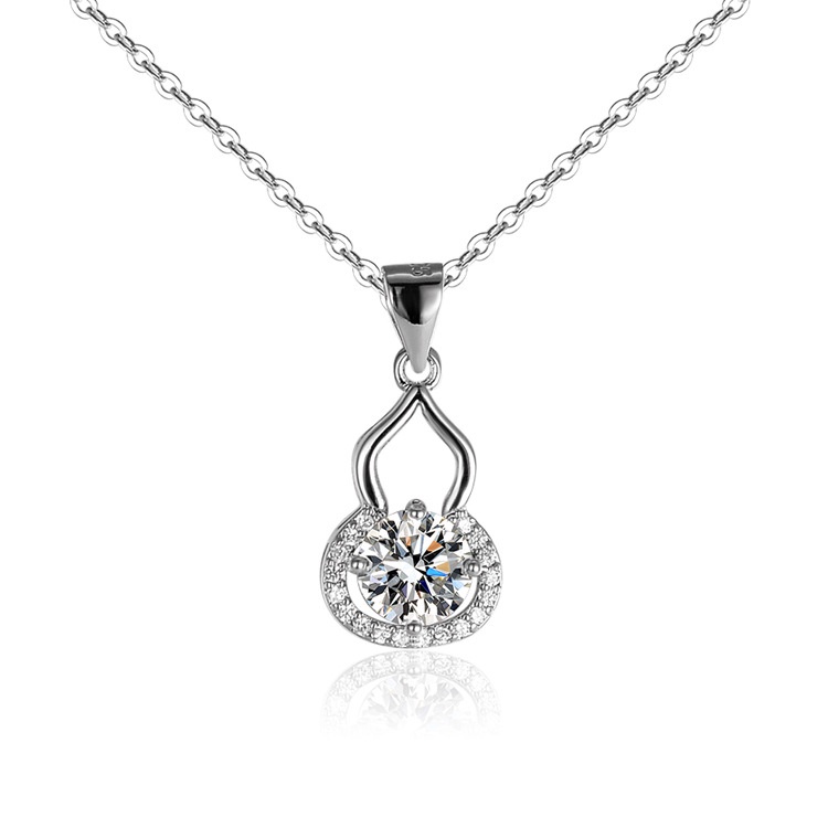 925 perak murni Zircon labu Liontin kalung klavikula kalung untuk wanita Moissanite gaya Korea fashion sederhana Perhiasan
