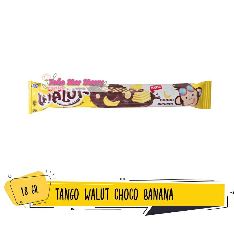 

[Per Pcs] TANGO WALUT Wafer Pisang Salut Coklat Choco Banana 18 gr Snack Viral Halal MUI OT