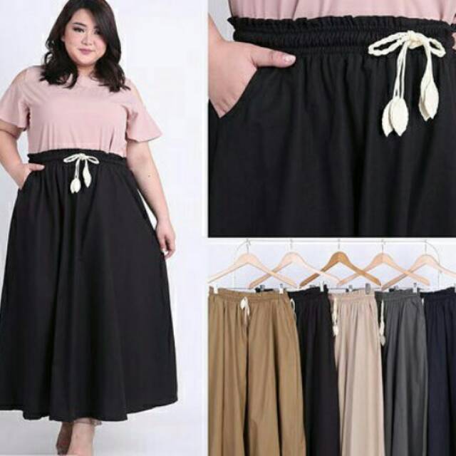 XXL Katun Kenzo Syazakita Plain XXL Flare Big Maxi SKIRT Rok Jumbo Polos