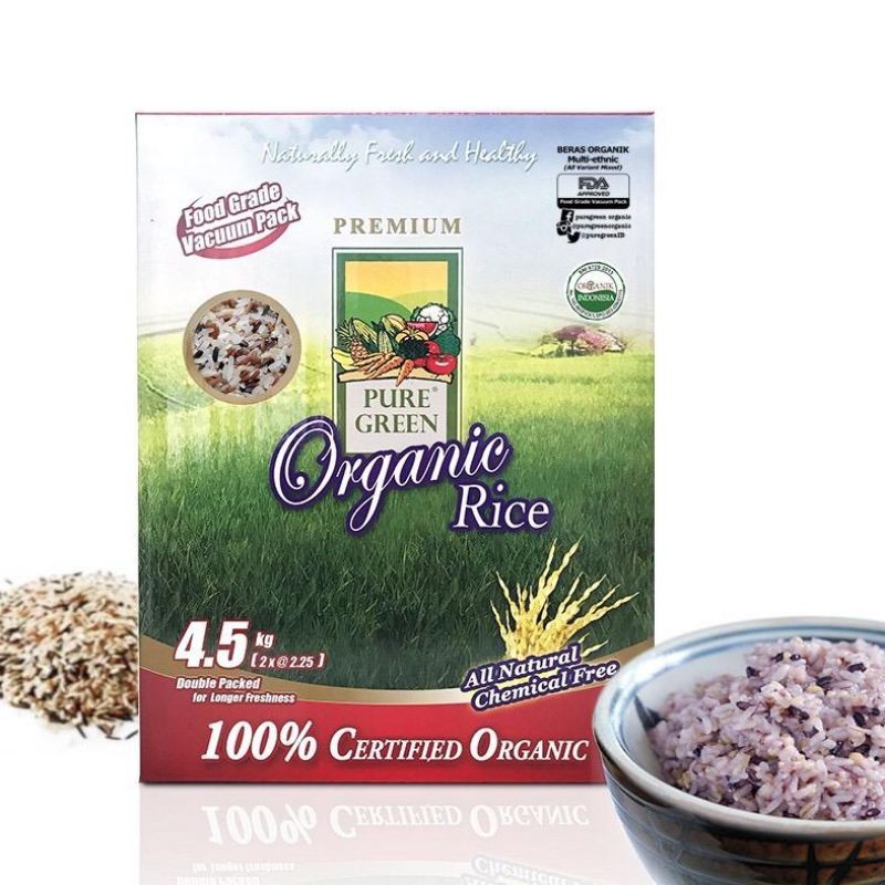 

Puregreen Organic rice Beras Organik Multi Ethnic (Kombinasi all varian) Family Pack - 4,5 kg