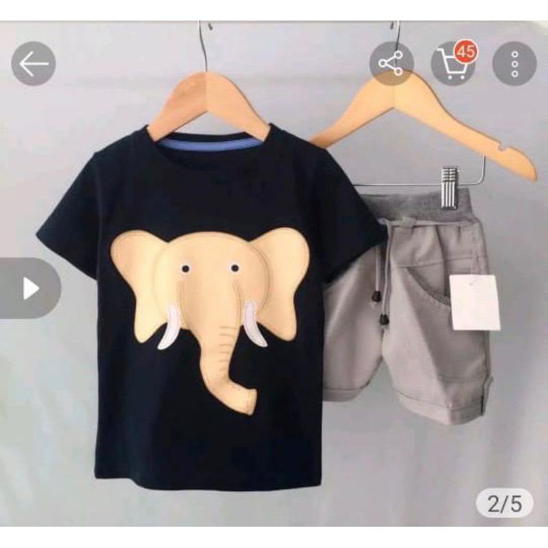 SETELAN ANAK BAJU ANAK TERLARIS MOTIF GAJAH BAJU ANAK LAKI LAKI BAJU ANAK PEREMPUAN 1-5THN GARGA GROSIR