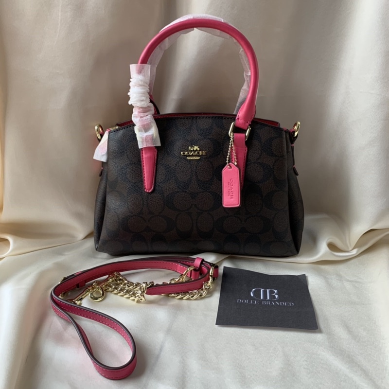 Coach Signature Mini Sage Caryall Brown List Pink (29434)