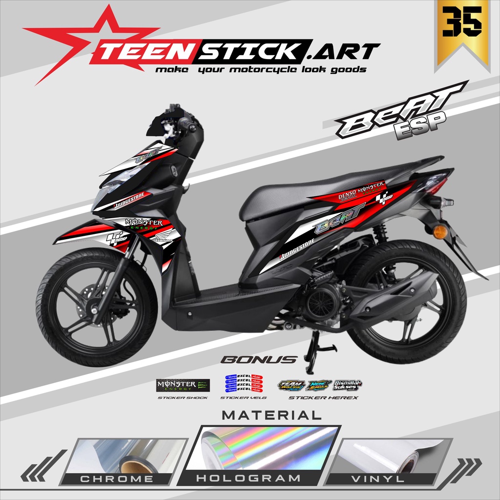 STRIPING BEAT ESP/STREET 2016-2019 - STRIPING HOLOGRAM HONDA BEAT ESP/STREET 2016-2019 RACING