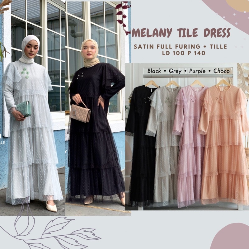 Melany Tile Dress Ld 100/Dress Tille/Dress Kondangan/Baju Remaja Murah/Gamis Lebaran/Gamis Jumbo