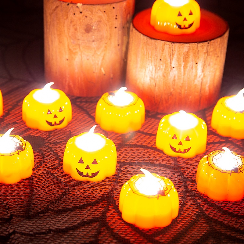 Lampu Lilin Led Bentuk Labu Tengkorak Untuk Dekorasi Pesta Halloween