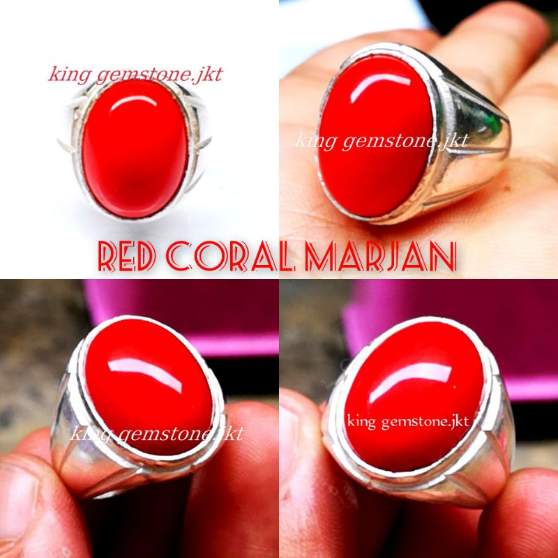 Batu Cincin Pria//Batu Akik Red Coral Marjan Super Mewah HQ Termurah