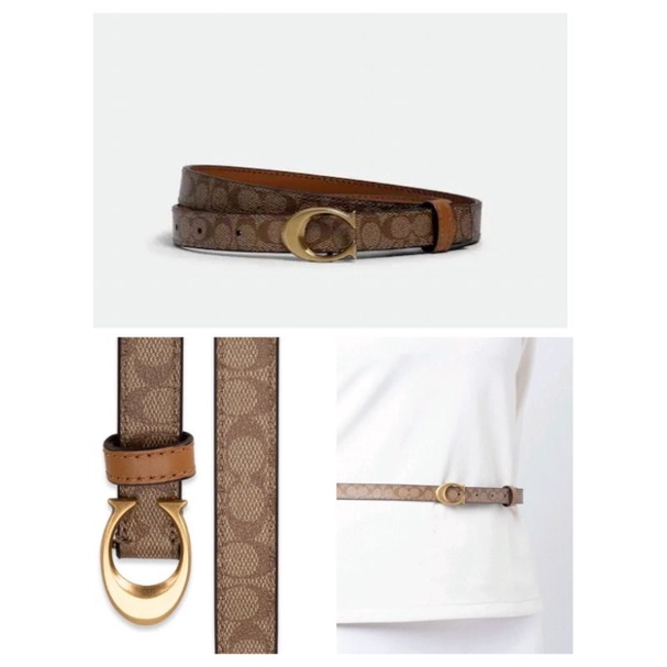 Coach Women Belt 18mm Khaki Saddle