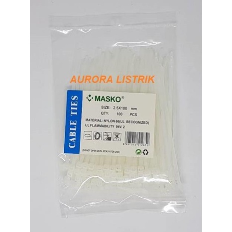 

{{{{}}] Cable Ties 2,5 x 100 mm MASKO Hitam / Putih
