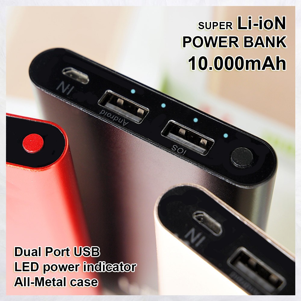 POWER BANK SUPER LI-ION 10000 MAH P2 REAL CAPACITY POWERBANK 10.000MAH POWERBANK 2 PORT USB