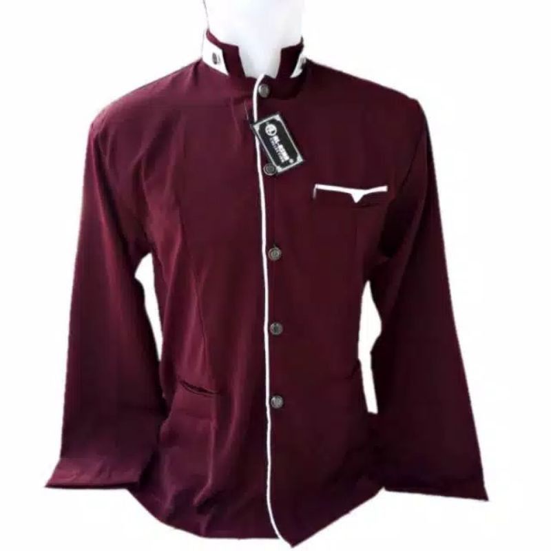 Promo Jasko Terbaru Dan Terlaris Baju Jas Koko Pria Merah Maroon Lis Putih Bahan Hightwist Tebal Dan