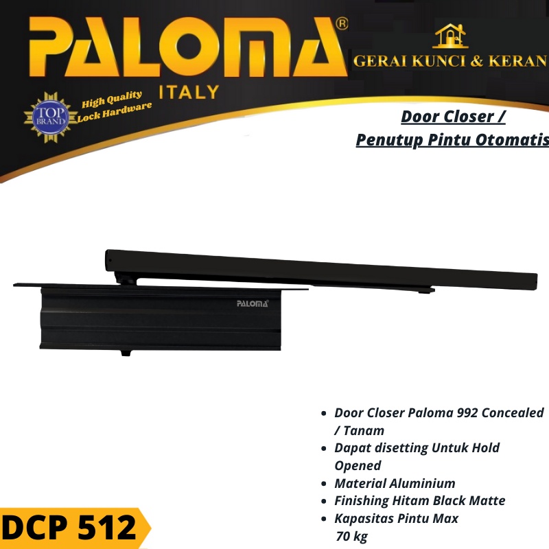 DOOR CLOSER PALOMA 992 CONCEALED DCP 512 PENUTUP PINTU OTOMATIS HITAM BLACK MATTE