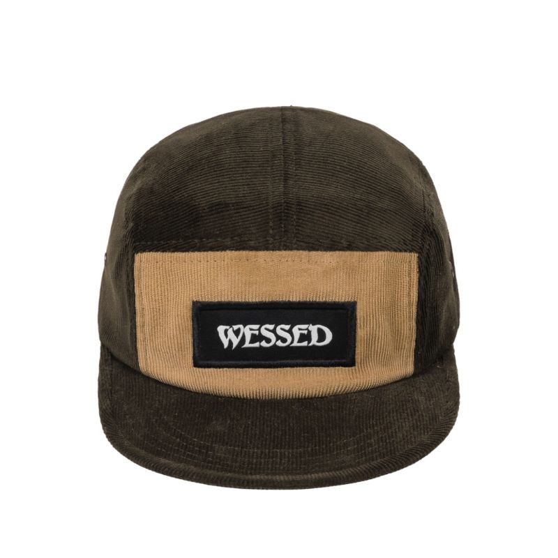 WESSED - Topi  Corduroy five panel Olive cream - TRUPS