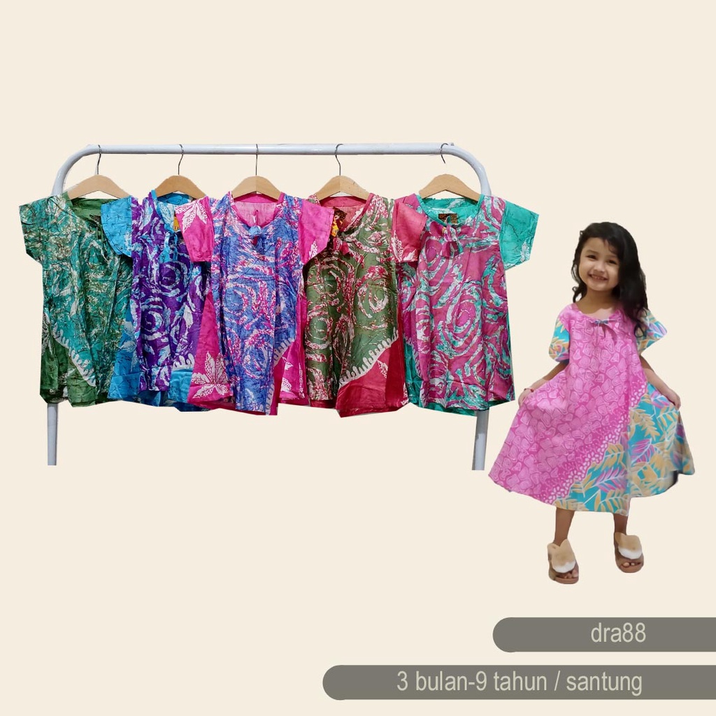 DRESS BATIK ANAK - DASTER ANAK MURAH - DRESS BATIK BAYI PEREMPUAN - DASTER ANAK MOTIF BATIK DRA88